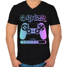 PRINTFASHION Gamer - Férfi V-nyakú póló - Fekete férfi póló