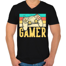 PRINTFASHION gamer - Férfi V-nyakú póló - Fekete férfi póló