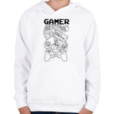 PRINTFASHION GAMER - Gyerek kapucnis pulóver - Fehér