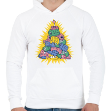 PRINTFASHION Gamer Karácsony - Férfi kapucnis pulóver - Fehér férfi pulóver, kardigán