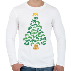 PRINTFASHION Gamer karácsonyfa - Férfi hosszú ujjú póló - Fehér