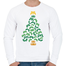 PRINTFASHION Gamer karácsonyfa - Férfi pulóver - Fehér férfi pulóver, kardigán