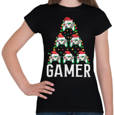 PRINTFASHION gamer karácsonyfa - Női póló - Fekete női póló