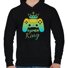 PRINTFASHION Gamer king  - Férfi kapucnis pulóver - Fekete