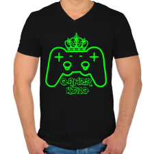 PRINTFASHION Gamer king - Férfi V-nyakú póló - Fekete férfi póló
