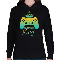 PRINTFASHION Gamer king  - Női kapucnis pulóver - Fekete