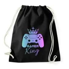 PRINTFASHION Gamer king  - Sportzsák, Tornazsák - Fekete tornazsák