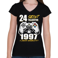 PRINTFASHION Gamer Legenda - Női V-nyakú póló - Fekete