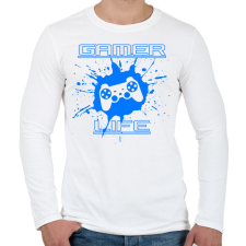 PRINTFASHION GAMER LIFE - Férfi hosszú ujjú póló - Fehér férfi póló