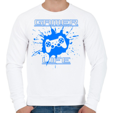 PRINTFASHION GAMER LIFE - Férfi pulóver - Fehér