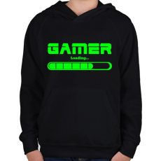 PRINTFASHION Gamer loading.. - Gyerek kapucnis pulóver - Fekete