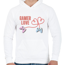 PRINTFASHION Gamer Love - Férfi kapucnis pulóver - Fehér férfi pulóver, kardigán
