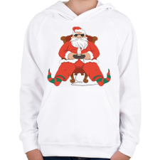 PRINTFASHION gamer mikulás - Gyerek kapucnis pulóver - Fehér gyerek pulóver, kardigán