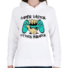 PRINTFASHION Gamer - Női kapucnis pulóver - Fehér női pulóver, kardigán
