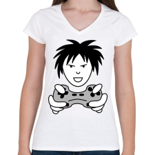 PRINTFASHION Gamer - Női V-nyakú póló - Fehér női póló