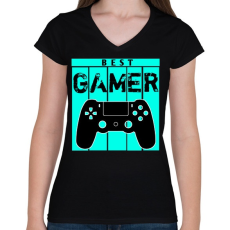 PRINTFASHION Gamer  - Női V-nyakú póló - Fekete
