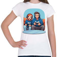 PRINTFASHION Gamer pár - Női póló - Fehér női póló