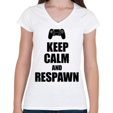 PRINTFASHION Gamer respawn - Női V-nyakú póló - Fehér