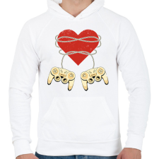 PRINTFASHION Gamer szerelem - Férfi kapucnis pulóver - Fehér férfi pulóver, kardigán