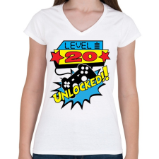 PRINTFASHION Gamer szülinap (egyedi évszámmal rendelhető) - Női V-nyakú póló - Fehér női póló