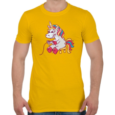 PRINTFASHION Gamer unikornis - Férfi póló - Sárga férfi póló