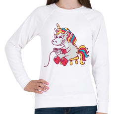 PRINTFASHION Gamer unikornis - Női pulóver - Fehér