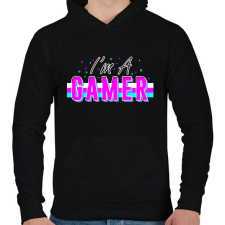PRINTFASHION Gamer vagyok - Férfi kapucnis pulóver - Fekete férfi pulóver, kardigán