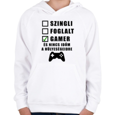 PRINTFASHION Gamer vagyok - Gyerek kapucnis pulóver - Fehér
