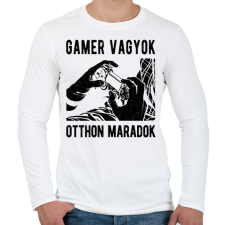 PRINTFASHION Gamer vagyok, otthon maradok - Férfi hosszú ujjú póló - Fehér férfi póló