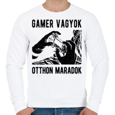 PRINTFASHION Gamer vagyok, otthon maradok - Férfi pulóver - Fehér