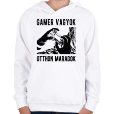 PRINTFASHION Gamer vagyok, otthon maradok - Gyerek kapucnis pulóver - Fehér gyerek pulóver, kardigán