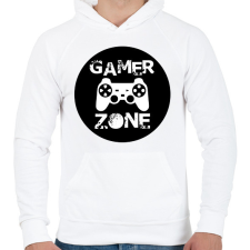 PRINTFASHION Gamer zone3 - Férfi kapucnis pulóver - Fehér férfi pulóver, kardigán