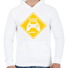 PRINTFASHION Gamer zone - Férfi kapucnis pulóver - Fehér férfi pulóver, kardigán