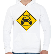 PRINTFASHION Gamer zone - Férfi kapucnis pulóver - Fehér férfi pulóver, kardigán