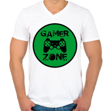 PRINTFASHION Gamer zone - Férfi V-nyakú póló - Fehér férfi póló