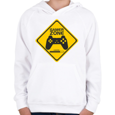 PRINTFASHION Gamer Zone - Gyerek kapucnis pulóver - Fehér