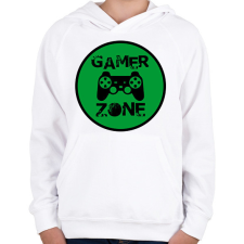 PRINTFASHION Gamer zone - Gyerek kapucnis pulóver - Fehér gyerek pulóver, kardigán