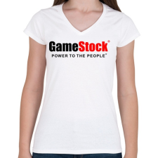 PRINTFASHION GameStock - Női V-nyakú póló - Fehér női póló