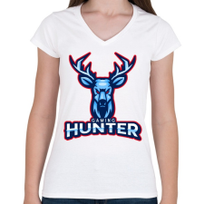 PRINTFASHION Gaming Hunter - Női V-nyakú póló - Fehér női póló