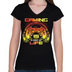 PRINTFASHION gaming - Női V-nyakú póló - Fekete