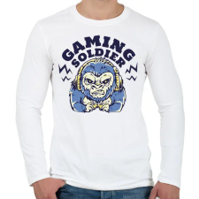 PRINTFASHION Gaming soldier - Férfi hosszú ujjú póló - Fehér férfi póló