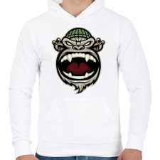 PRINTFASHION Gangsta Monkey - Férfi kapucnis pulóver - Fehér férfi pulóver, kardigán