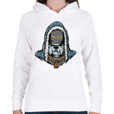 PRINTFASHION Gangster Bulldog - Női kapucnis pulóver - Fehér női pulóver, kardigán