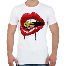 PRINTFASHION Gangster lips - Férfi póló - Fehér férfi póló