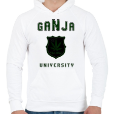 PRINTFASHION ganja university - Férfi kapucnis pulóver - Fehér férfi pulóver, kardigán