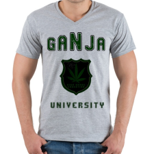PRINTFASHION ganja university - Férfi V-nyakú póló - Sport szürke férfi póló