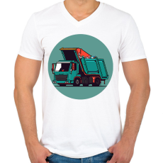 PRINTFASHION Garbage truck - Férfi V-nyakú póló - Fehér