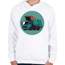 PRINTFASHION Garbage truck - Gyerek kapucnis pulóver - Fehér gyerek pulóver, kardigán