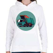 PRINTFASHION Garbage truck - Női kapucnis pulóver - Fehér női pulóver, kardigán