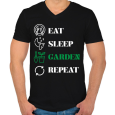 PRINTFASHION Garden, repeat - Férfi V-nyakú póló - Fekete